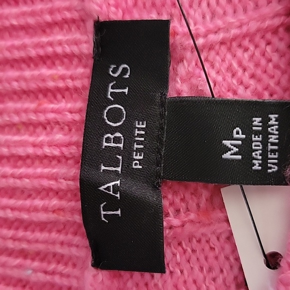 Talbots Confetti Marled Lightweight Cable Knit Sweater Pink Size MP NWT - Picture 10 of 13